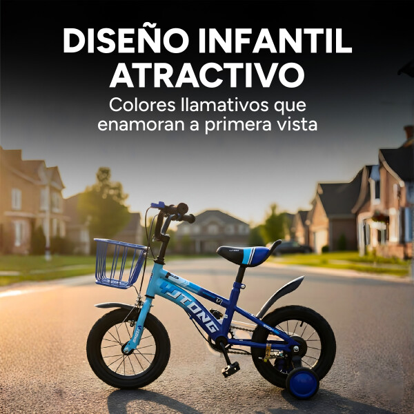 Bicicleta Infantil Yjtong Rod 12 Canasto Parrilla Rueditas Azul 1