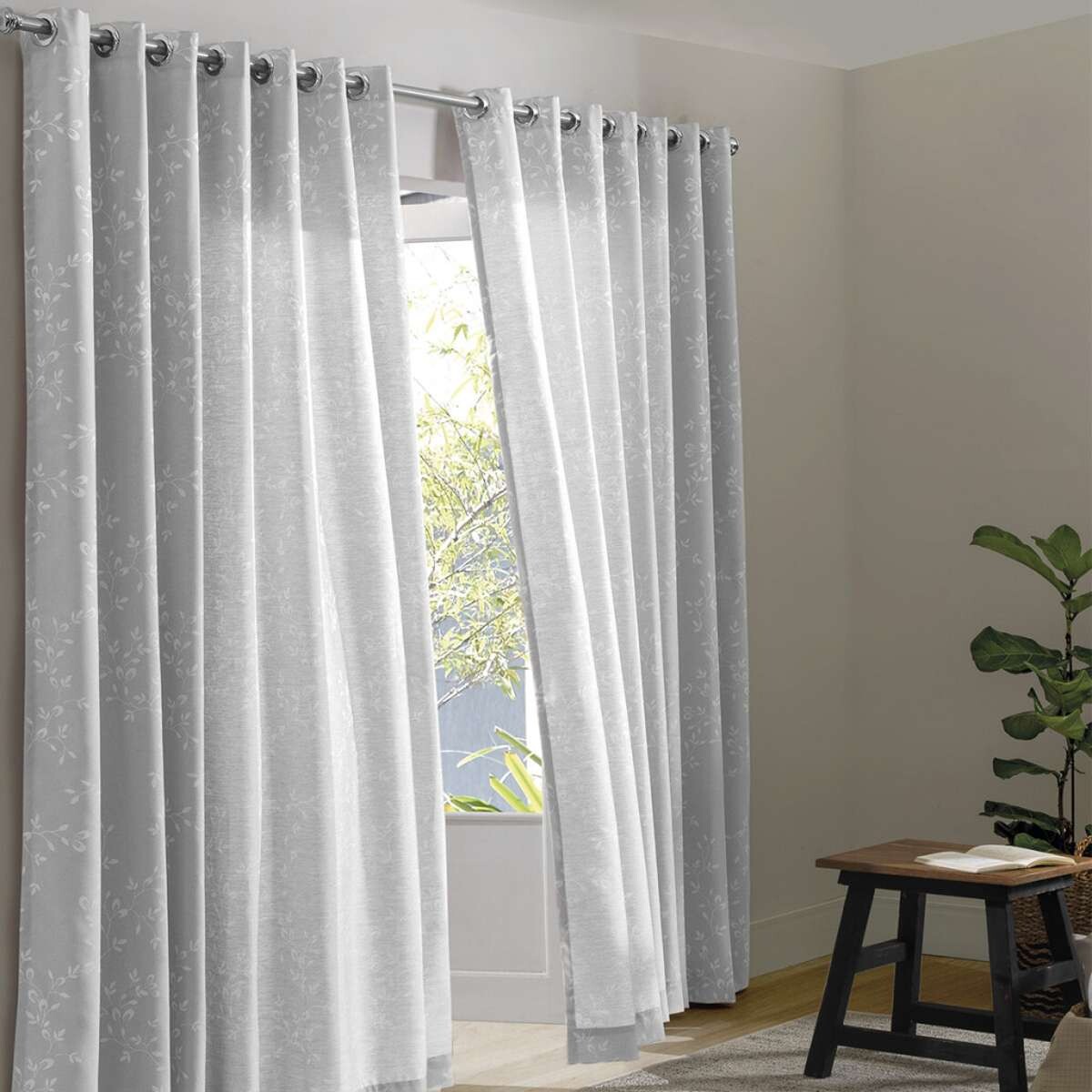 Pack X 2 Cortina Dohler Vivian 180 X 200 Cm - Gris Cinza 