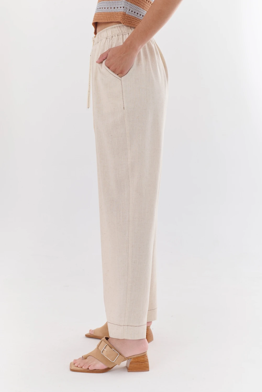 PANTALON LINO EVA beige 3