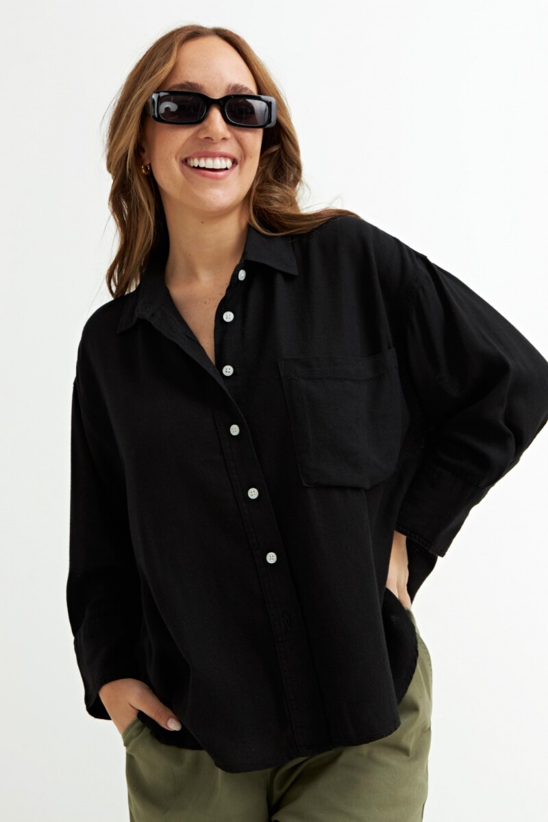 Camisa lisa rustica NEGRO
