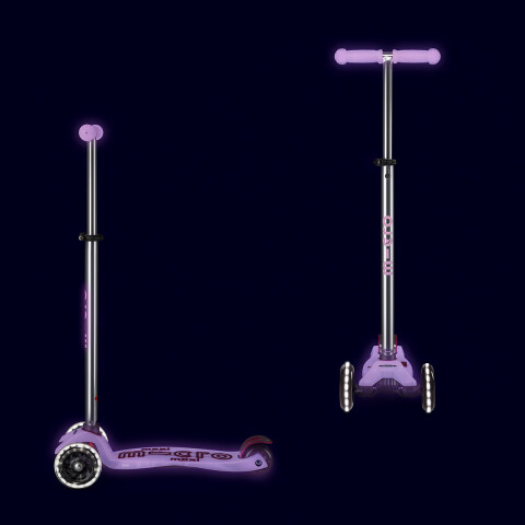 Monopatín Micro Maxi Glow LED Ajustable con 3 Ruedas PURPURA