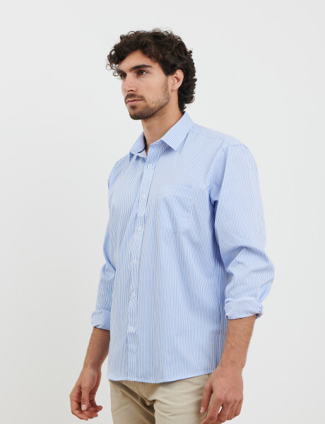 012578 CAMISA HARRINGTON LABEL Celeste/blanco