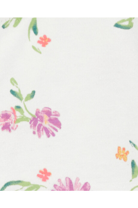 Blusa de algodón, manga corta, diseño floral Sin color