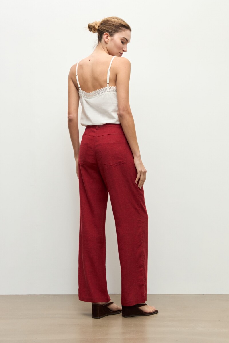 Pantalon Paulina lino carmesí