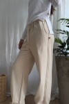 Pantalón recto winter Crema
