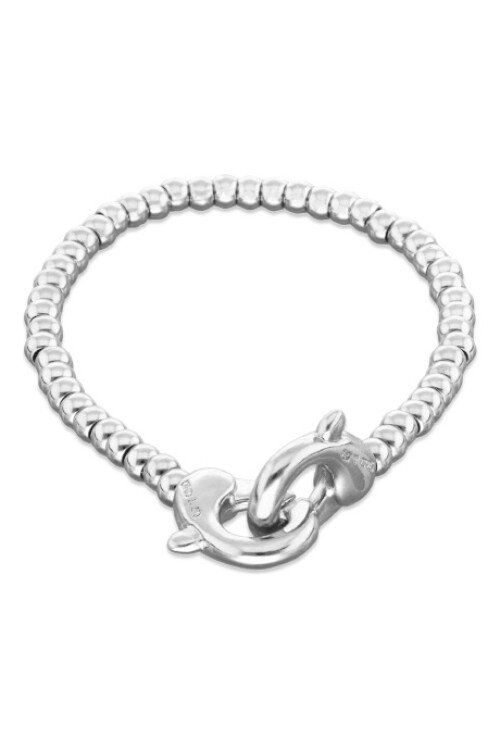 PULSERA DE BOLAS PEQUEÑAS BAÑADA EN PLATA CON MOSQUETÓN ENTRELAZADO Pulsera