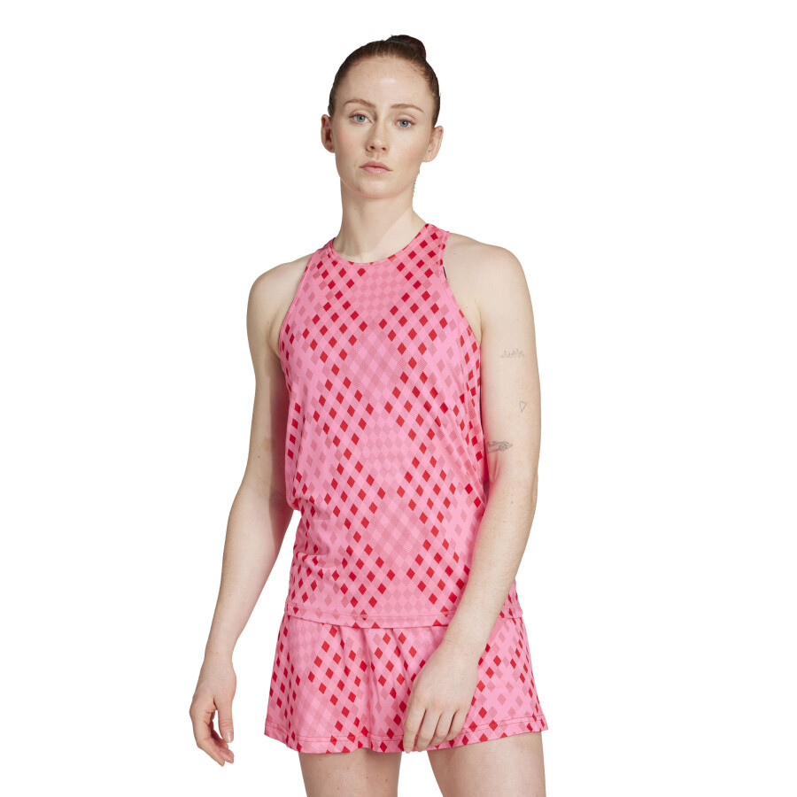 Musculosa de Mujer Adidas Gráfica Club Tenis Rosado - Rojo