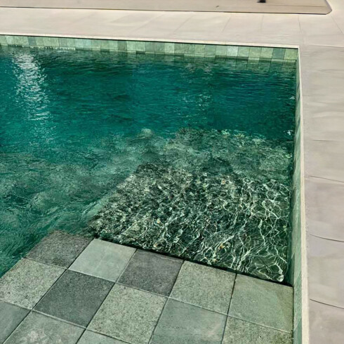 Ceramica Verde destonificado textura antideslizante 20X20Cm Piso Piscina GAMAS DE VERDE