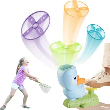 Juguete Deportivo Portátil Lanzador Discos Frisbee p/ Niños Celeste