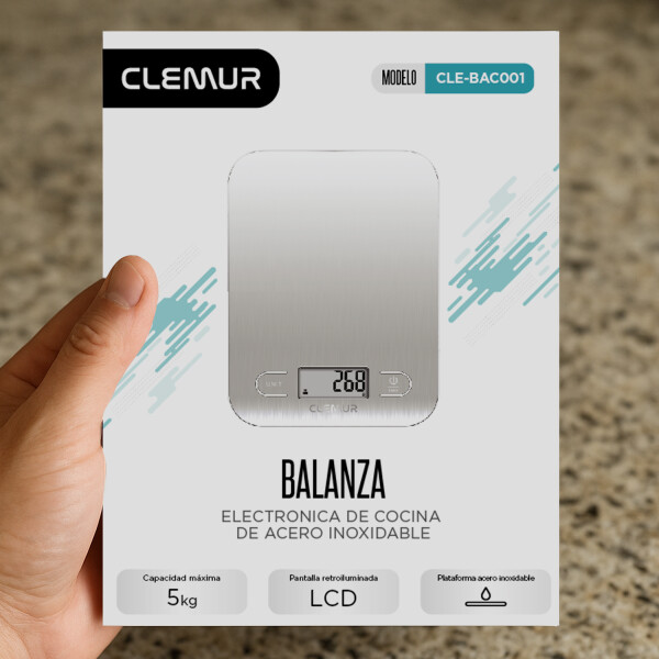 Balanza Digital de Cocina IMBACK con Precisión 1g a 5kg, Acero Inoxidable Color Plateado Balanza Digital de Cocina IMBACK con Precisión 1g a 5kg, Acero Inoxidable Color Plateado