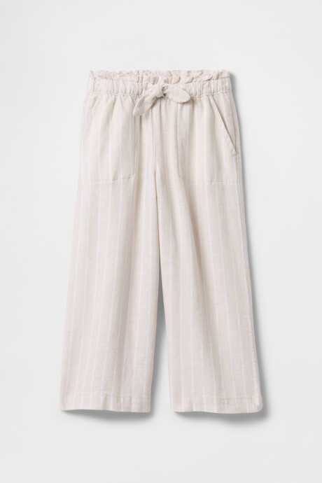 Pantalón De Lino Toddler Niña Beige Stripe