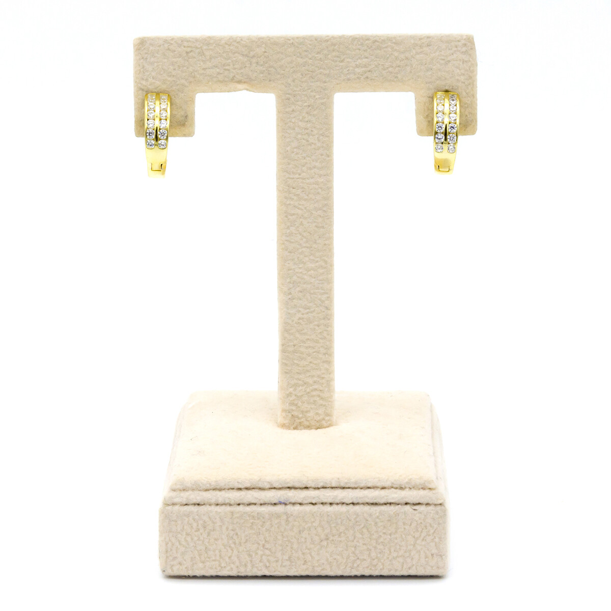 Par de aros de plata 925 con baño de oro amarillo con circonias. 