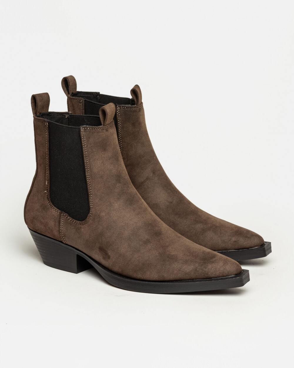 Bota caña baja Jolene en efecto gamuza Marron