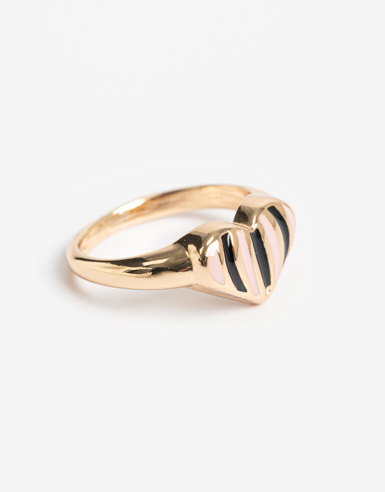 Anillos Medianos y Grandes Metal Anillo Metal Corazón Bañado En Oro - Dorado