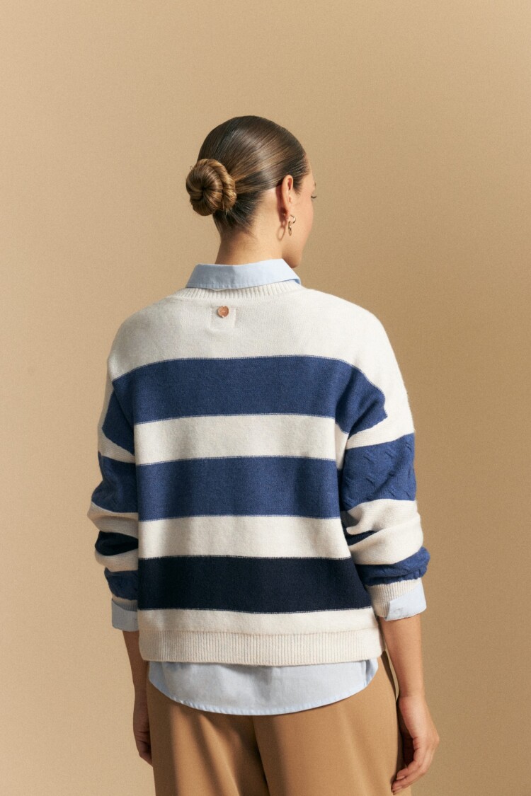SWEATER OCEAN Blanco/Azul