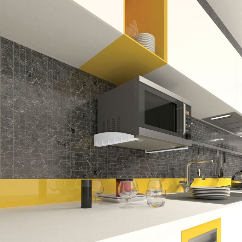 Soporte mulituso de acero ideal para microondas Negro