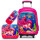 Set X3 Mochila C/ Carro + Bolso + Cartuchera P Niña Rosa Sirena