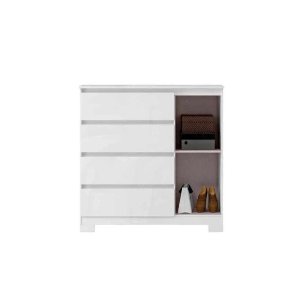 COMBO DORMITORIO – ROPERO 2 PUERTAS CORREDIZAS + CÓMODA ZAPATERA BLANCO