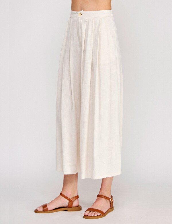 Pantalon Crop Lino BEIGE CLARO