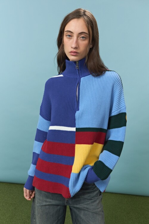 Sweater de algodón rayado multicolor multicolor