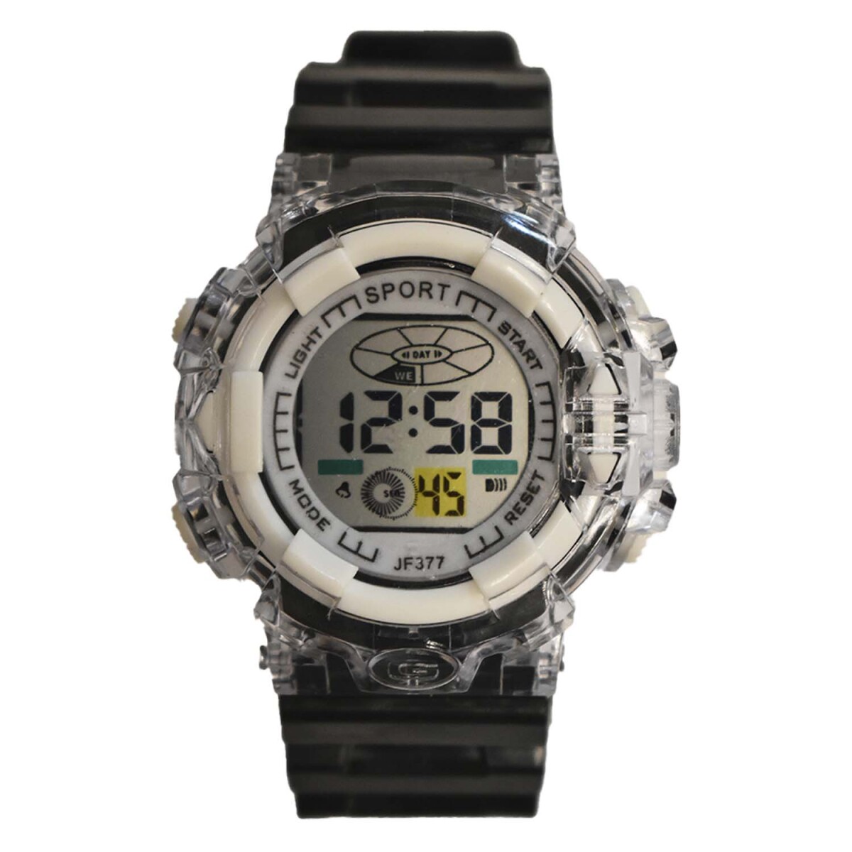 Reloj Deportivo de Pulsera Waterproof Pantalla Luz p/ Mujer - Negro/blanco 