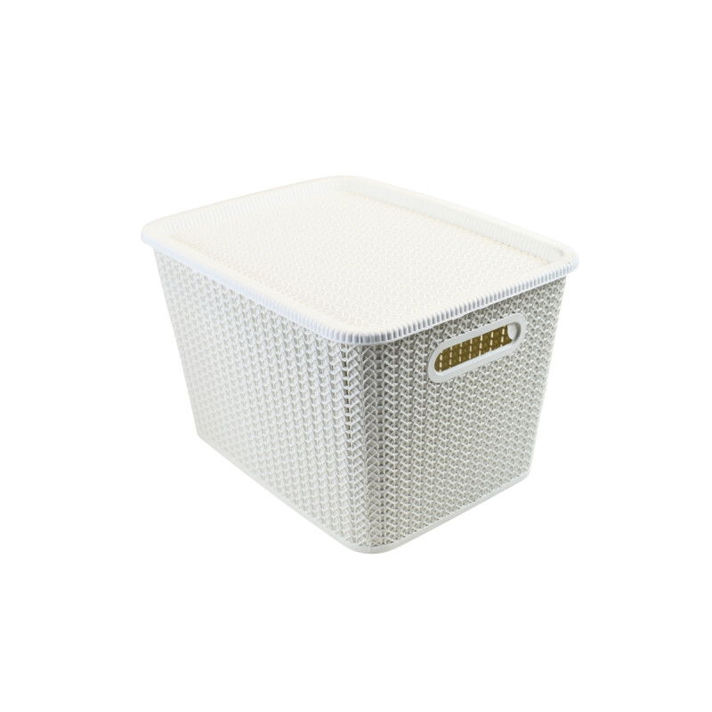 Caja organizadora símil ratán 20lt BLANCO