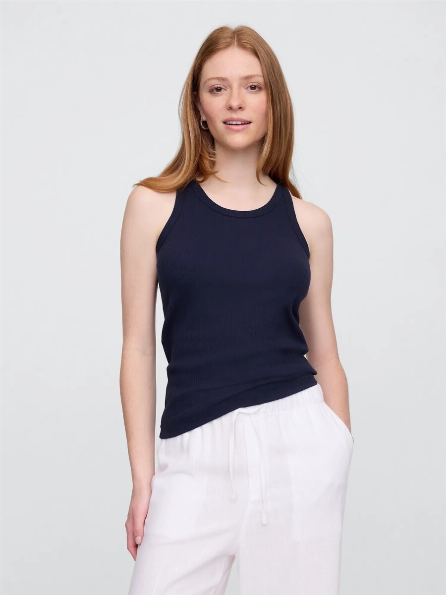Musculosa Ribbed Mujer - Navy Uniform 