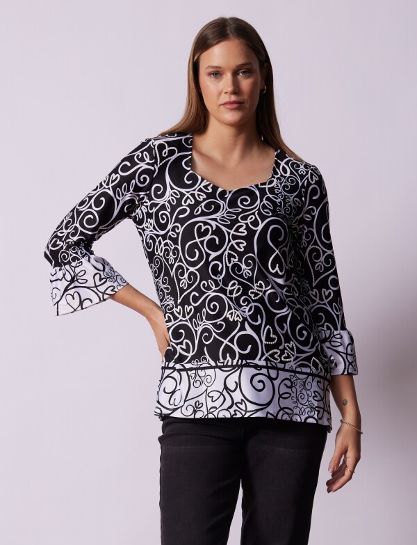 Blusa Print NEGRO/BLANCO