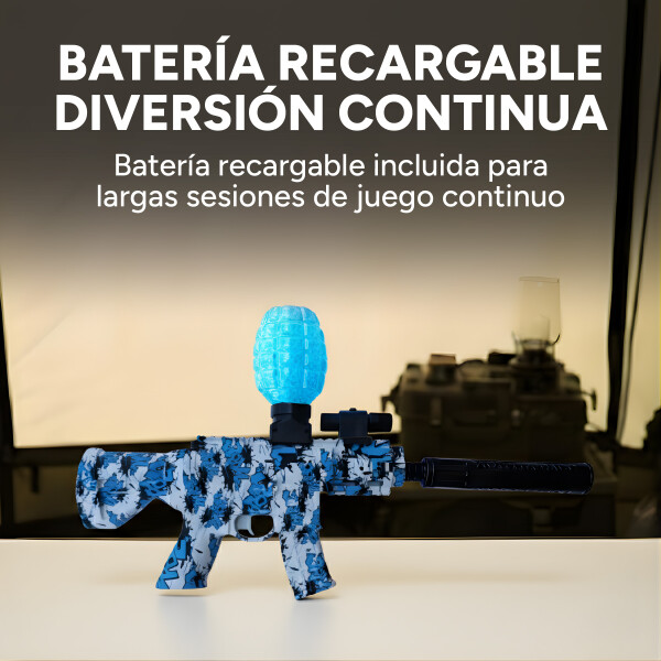 Pistola Hidrogel Ametralladora Lentes Municiones Recargable Color Azul