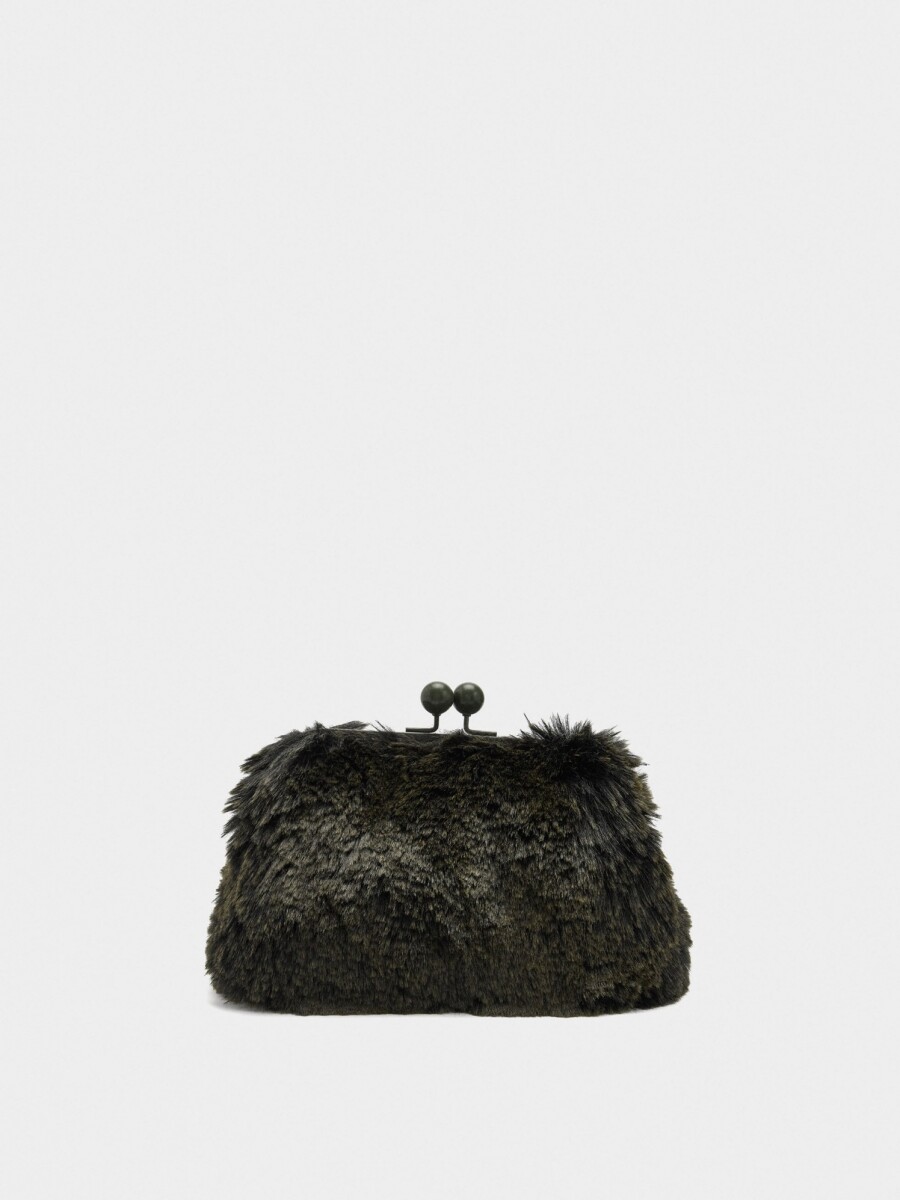 Bolso Efecto Pelo Con Asa De Cadena verde