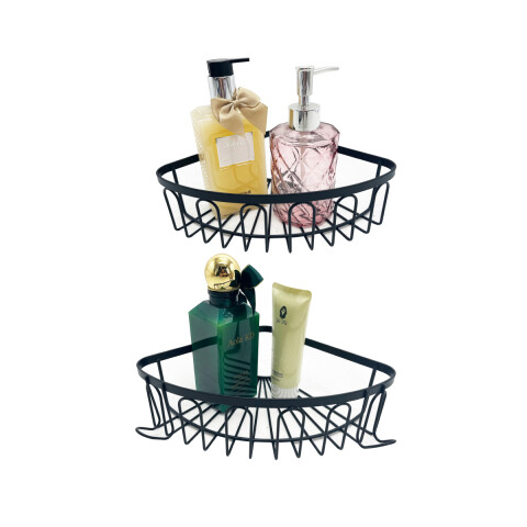 Estante Organizador Esquinero Set X2 Accesorio Baño Ducha Adhesivo Imback Color Negro Estante Organizador Esquinero Set X2 Accesorio Baño Ducha Adhesivo Imback Color Negro