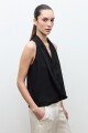 Blusa lino drapeada negro