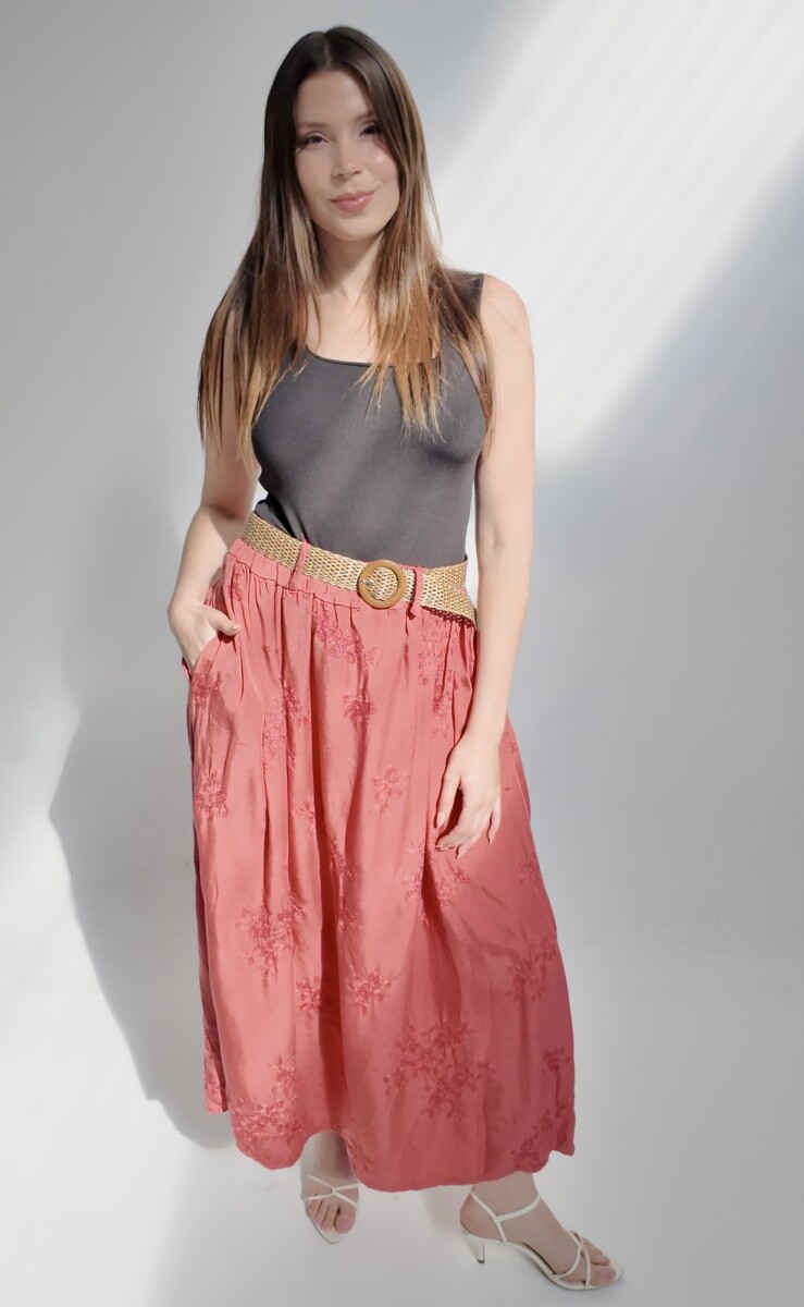 Pollera Flor - Terracota 