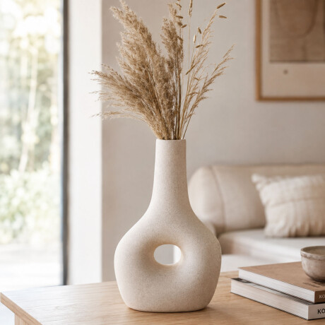 Florero en Cerámica Diseño Lágrima para Decoración 13x7x23Cm Blanco