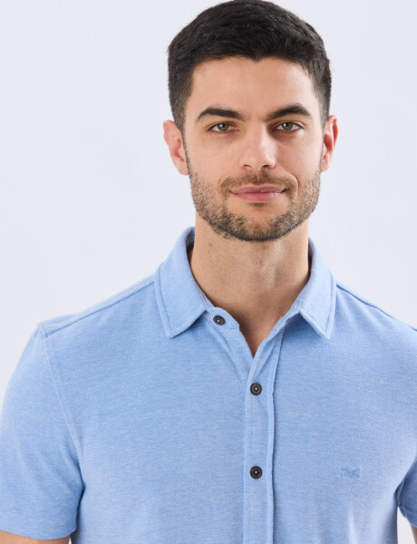 CAMISA PIQUÉ LISA Celeste