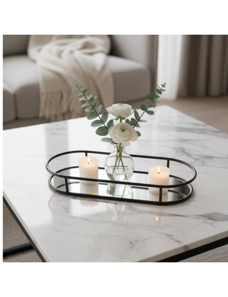 BANDEJA ESPEJO OVAL 29x12x4CM METAL NEGRO BANDEJA ESPEJO OVAL 29x12x4CM METAL NEGRO