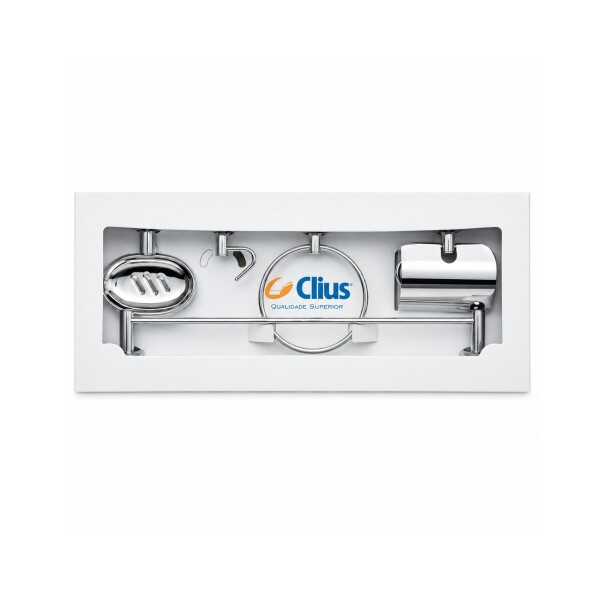 KIT BAÑO ACERO INOX CLIUS 5P Kit Baño Acero Inox Clius 5p