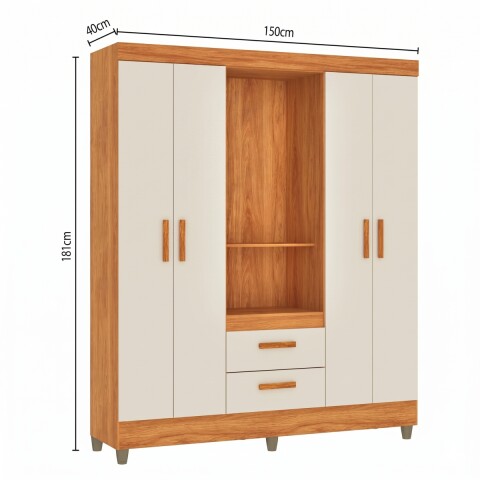 Ropero 4 Puertas Sin Espejo Cinamomo Off White 150 x 181 x 40 cm Ropero 4 Puertas Sin Espejo Cinamomo Off White 150 x 181 x 40 cm
