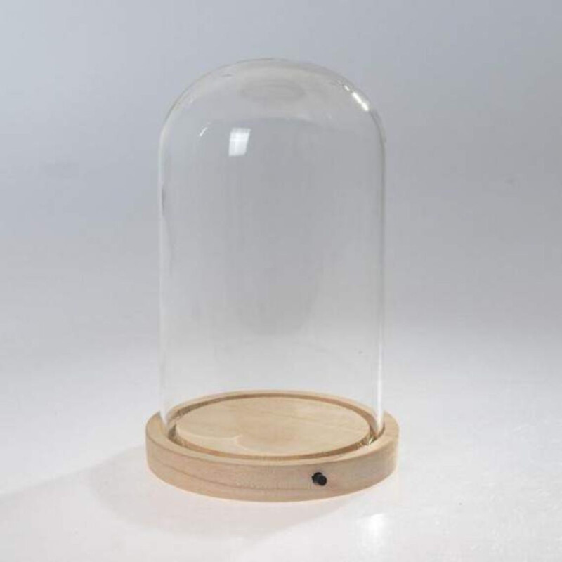 Cùpula de Vdrio con Base de Madera 12x25 cm Cùpula de Vdrio con Base de Madera 12x25 cm