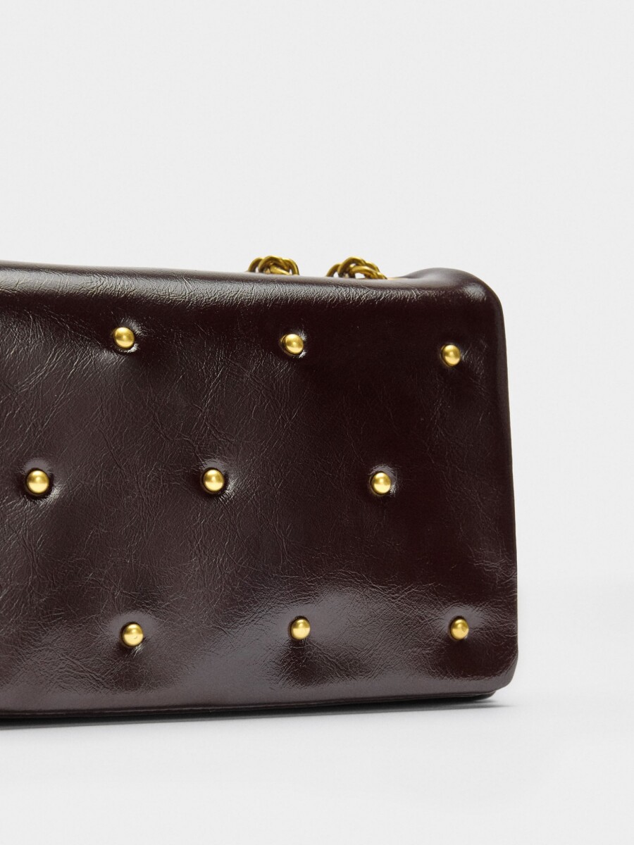Bolso De Hombro Doble Con Tachuelas marron