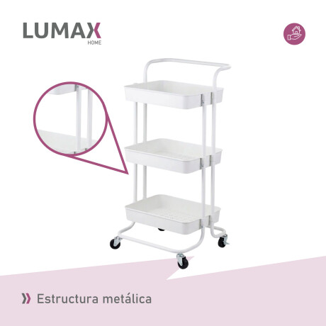 Carrito Organizador 3 Niveles Multiuso con Ruedas Blanco