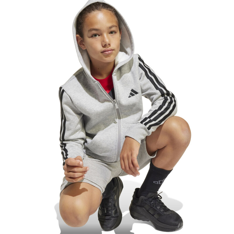 Campera Infantil Adidas Essentials JRS Gris - Negro