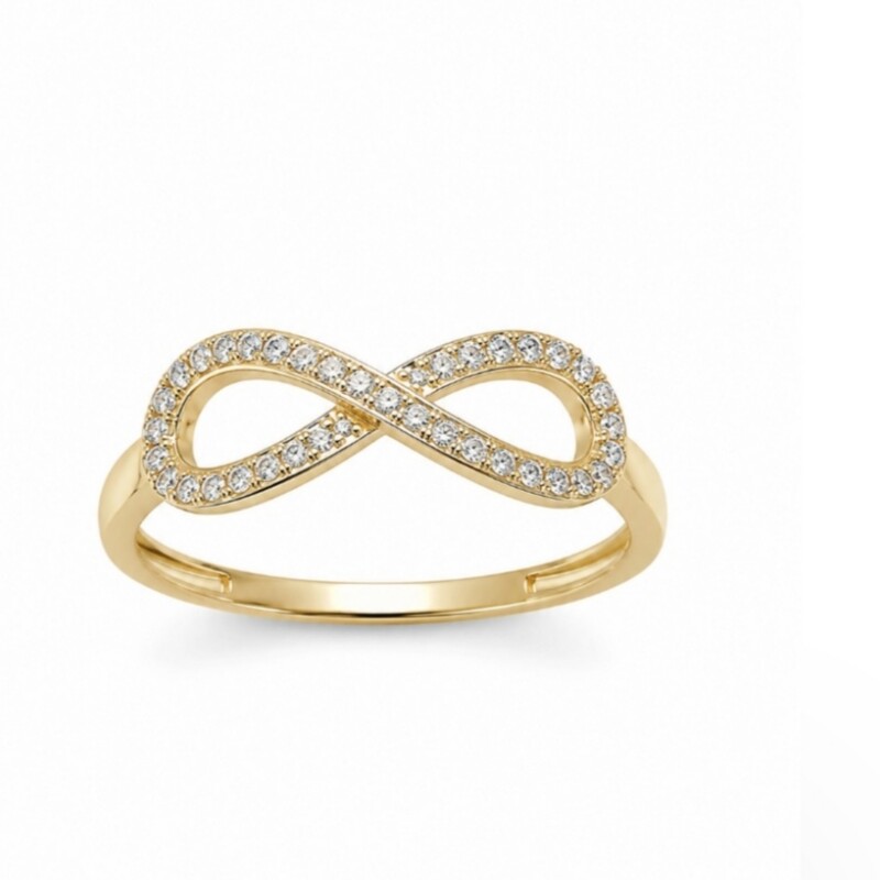 ANILLO MODELO INFINITO EN ORO 10K CON ZIRCONIAS ANILLO MODELO INFINITO EN ORO 10K CON ZIRCONIAS