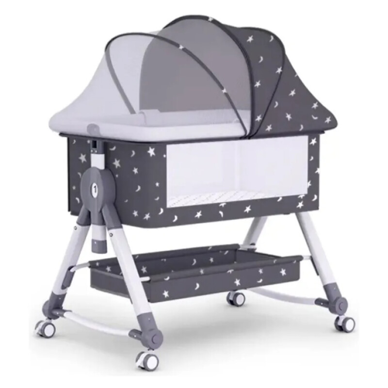 Cuna Colecho Moises Con Ruedas Y Mosquitero Bebe Gris