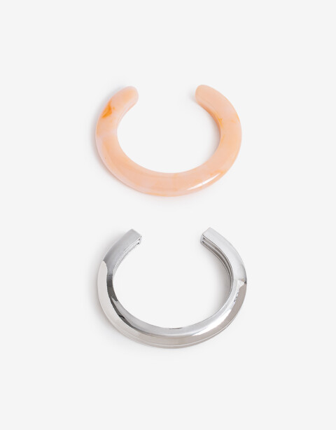 Pulseras Rígidas Sets Resina Set Pulseras Rígidas Resina - Plateado Rodio