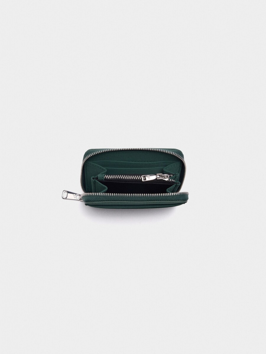 Cartera De Textura Suave Con Cremallera verde