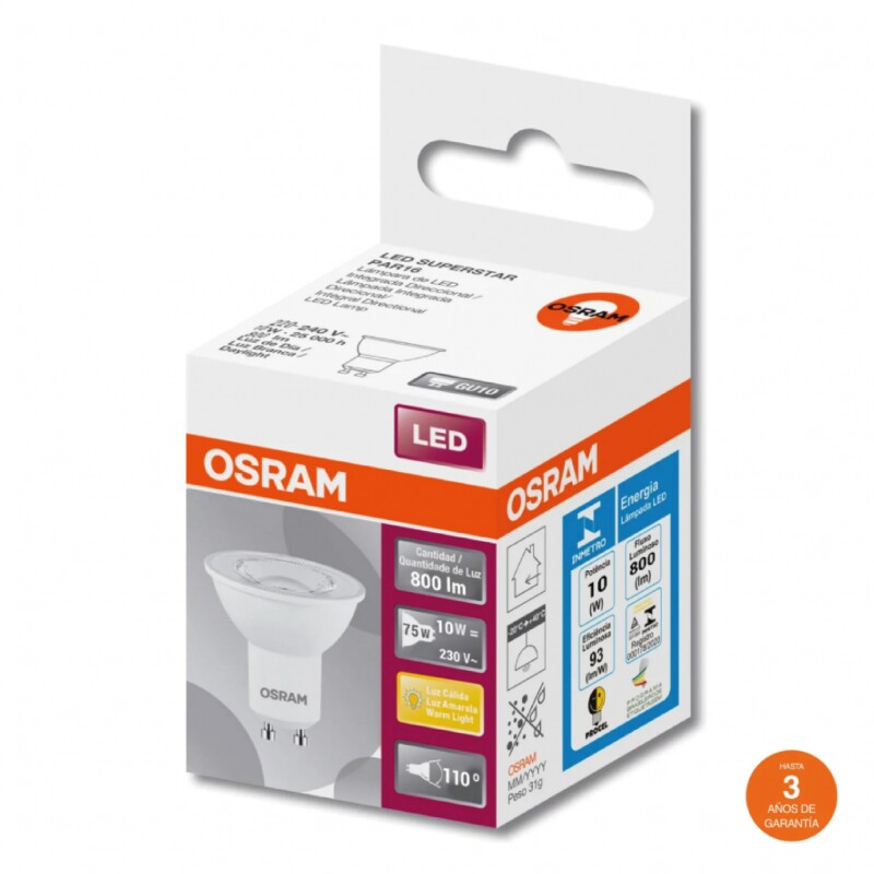 DICROICA LED OSRAM GU10 5W PAR16 ECO 110º 3000K Dicroica LED OSRAM GU10 5W PAR16 ECO 110º 3000K