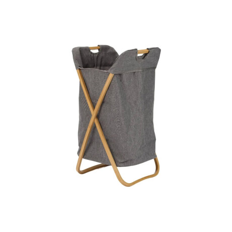 Cesto de ropa plegable 40x34x66cm – Bambú y tela Gris