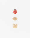Prendedor Lucky charm Set De Pines Con Strass - Dorado