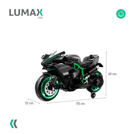 Moto a Batería Barry con ruedas luces música y usb Negro